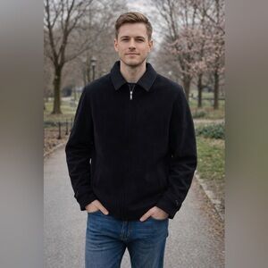 Jonathan Robert Black Zip-Up Peacoat Jacket